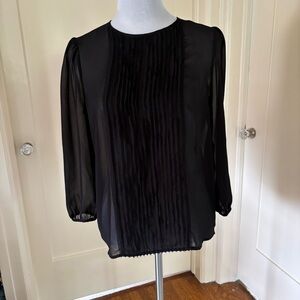 Black chiffon sheer blouse with pleated front by Broadway & Broome women’s Small